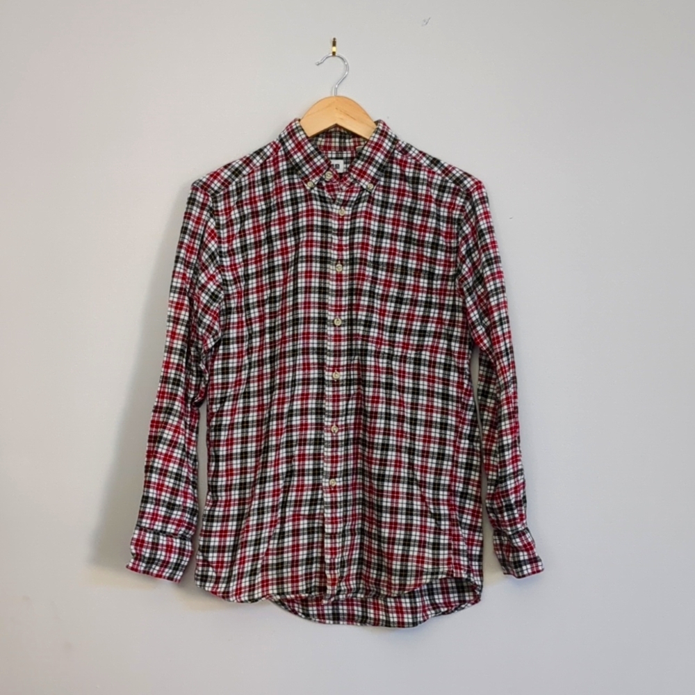 Uniqlo Men's Small 100% Cotton Plaid Button Down - Red, Black and White